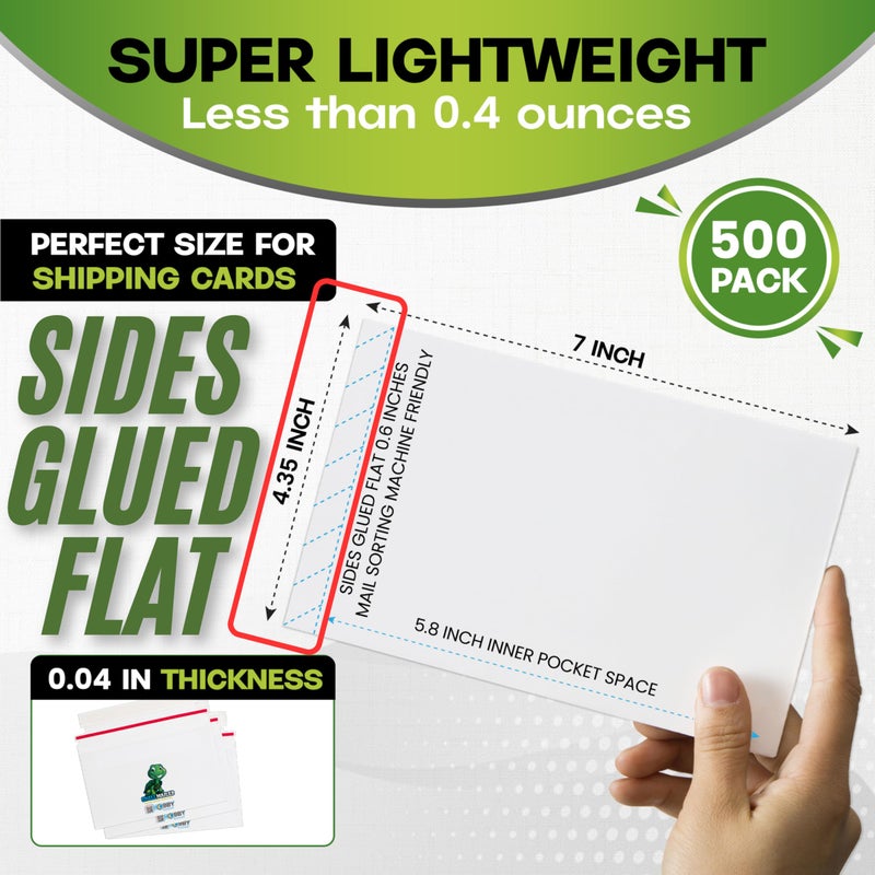 Hobby Armor 500 Pack Shell Mailer Trading Card Envelopes by Hobby Armor, 7" x 4.35" Trading Card Mailers for Shipping, Perfect Sized Shipping Envelope for Mailing Semi-Rigid and Toploaders, Protector Supplies - Image 2