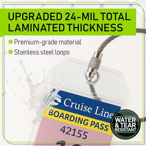 Untethered Cruise Luggage Tag Holders (6 Pack, Narrow) | Clear Luggage Tags for Cruise Ships | Durable PVC Travel Bag ID Tags (6.3" x 2.4") - Image 4
