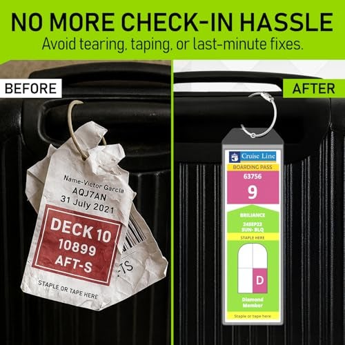 Untethered Cruise Luggage Tag Holders (6 Pack, Narrow) | Clear Luggage Tags for Cruise Ships | Durable PVC Travel Bag ID Tags (6.3" x 2.4") - Image 3