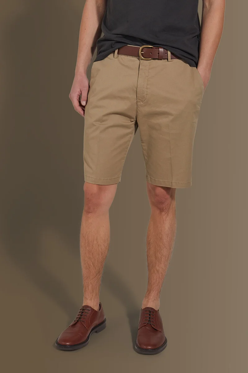 Doppelganger Brown Classic bermuda twill stretch construction - Beige for Men | Best Price UAE