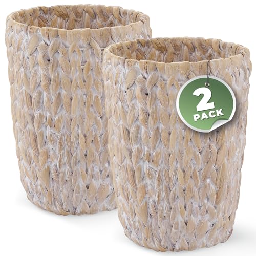 84ECO 2-Pack White Wicker Trash Cans - Image 1
