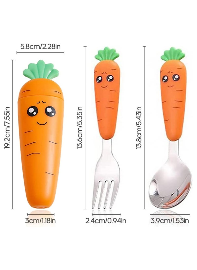 Oasisgalore 2 Pcs Travel Cutlery Set for Baby, Toddler Spoon & Fork with Case, Stainless Steel Kids Flatware  - Image 2