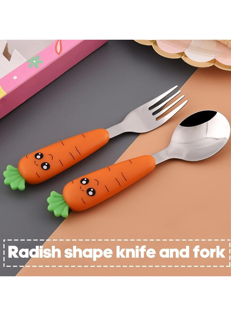 Oasisgalore 2 Pcs Travel Cutlery Set for Baby, Toddler Spoon & Fork with Case, Stainless Steel Kids Flatware  - Image 3