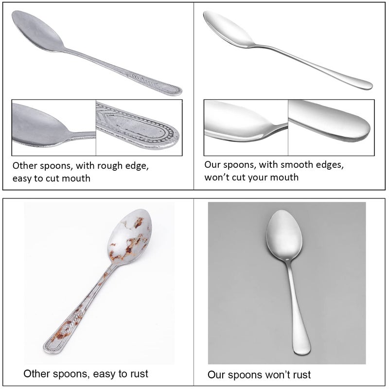 MUTNITT Dinner Spoon Set 16 Pcs 7.3"" Tablespoons Premium Food Grade 18/10 Stainless Steel Spoons Durable Metal Spoons Tablespoon Silverware Spoons Only Mirror Finish & Dishwasher Safe Use For Home Restaurant - Image 4