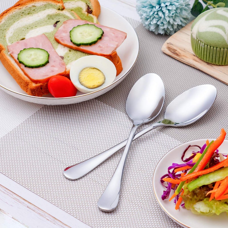 MUTNITT Dinner Spoon Set 16 Pcs 7.3"" Tablespoons Premium Food Grade 18/10 Stainless Steel Spoons Durable Metal Spoons Tablespoon Silverware Spoons Only Mirror Finish & Dishwasher Safe Use For Home Restaurant - Image 2