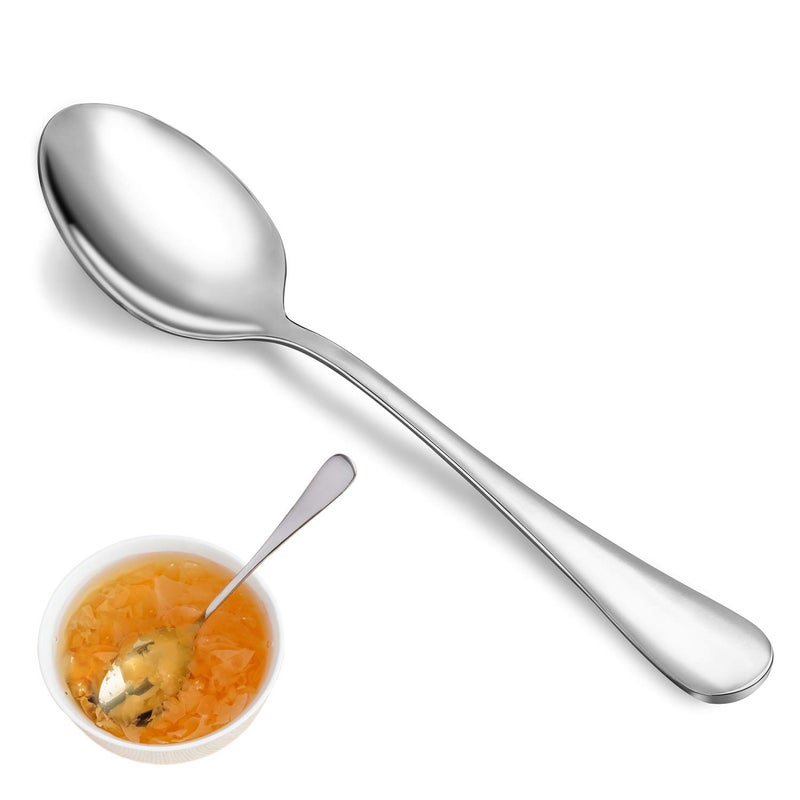 MUTNITT Dinner Spoon Set 16 Pcs 7.3"" Tablespoons Premium Food Grade 18/10 Stainless Steel Spoons Durable Metal Spoons Tablespoon Silverware Spoons Only Mirror Finish & Dishwasher Safe Use For Home Restaurant - Image 1