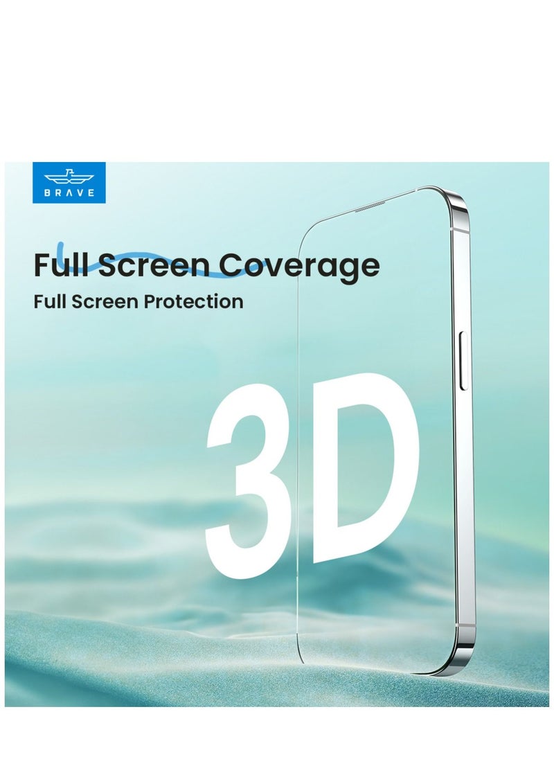 Brave - iPhone 15 Pro Max Screen Protector, [Easy Install] 3D Curved Anti-Bubble Shockproof Anti-Scratch 9H Ultra HD Tempered Glass Case Friendly Screen Protector for Apple iPhone 15 Pro Max, 6.7" - Image 1
