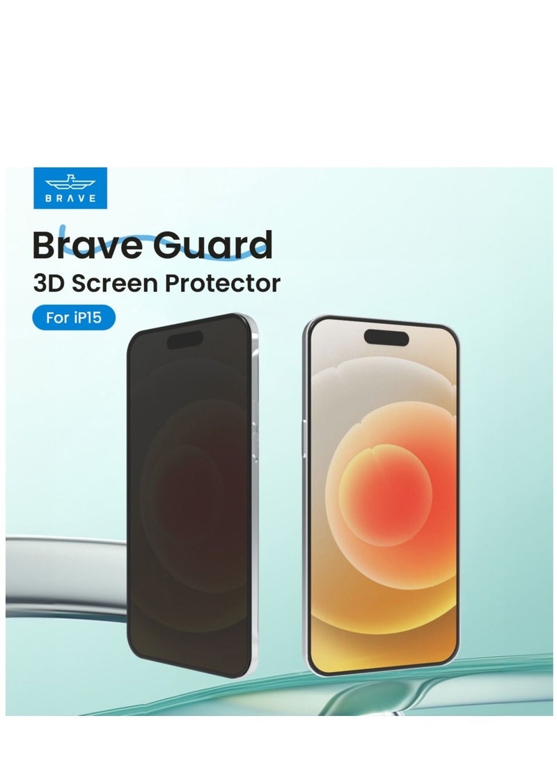 Brave - iPhone 15 Pro Max Screen Protector, [Easy Install] 3D Curved Anti-Bubble Shockproof Anti-Scratch 9H Ultra HD Tempered Glass Case Friendly Screen Protector for Apple iPhone 15 Pro Max, 6.7" - Image 1