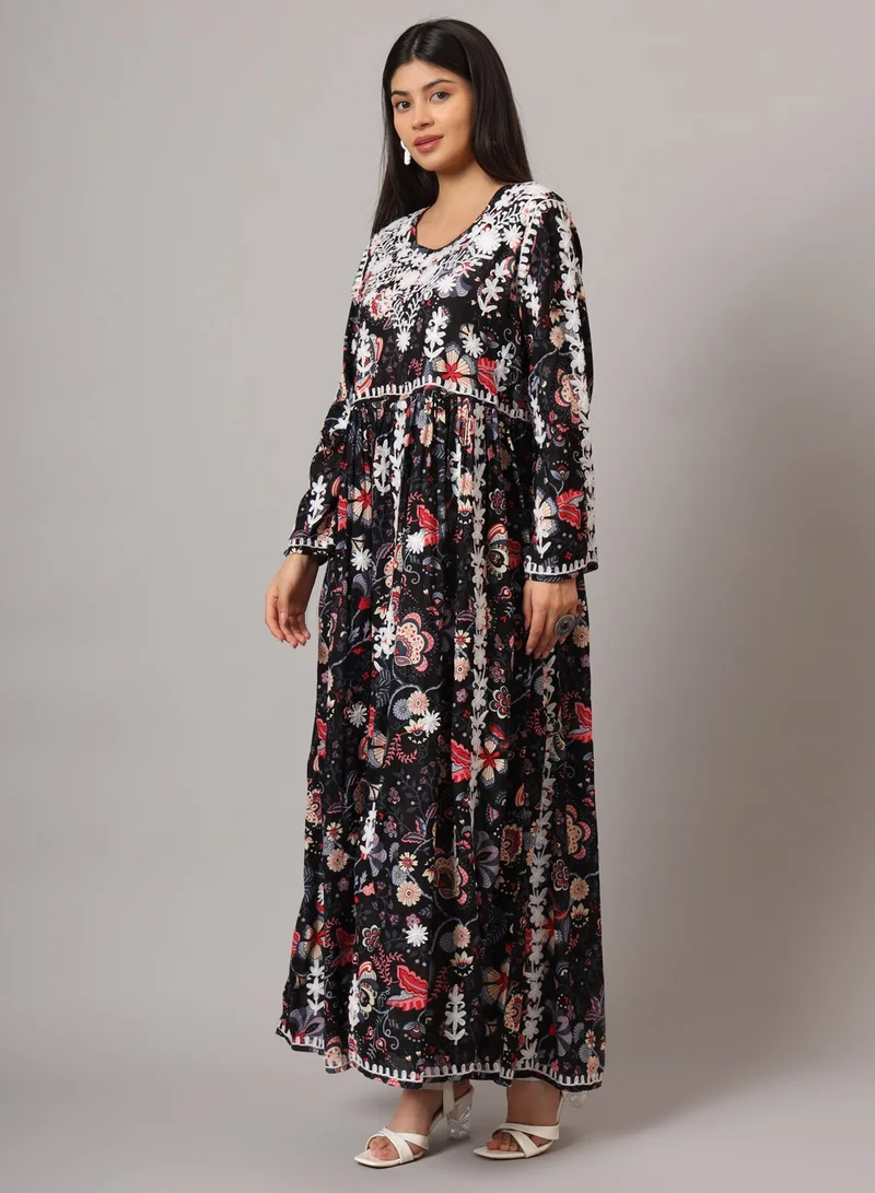 Alaya Hand Embroidered Lucknowi Chikankari  Printed Mulmul Cotton Jalabiya-AL3936