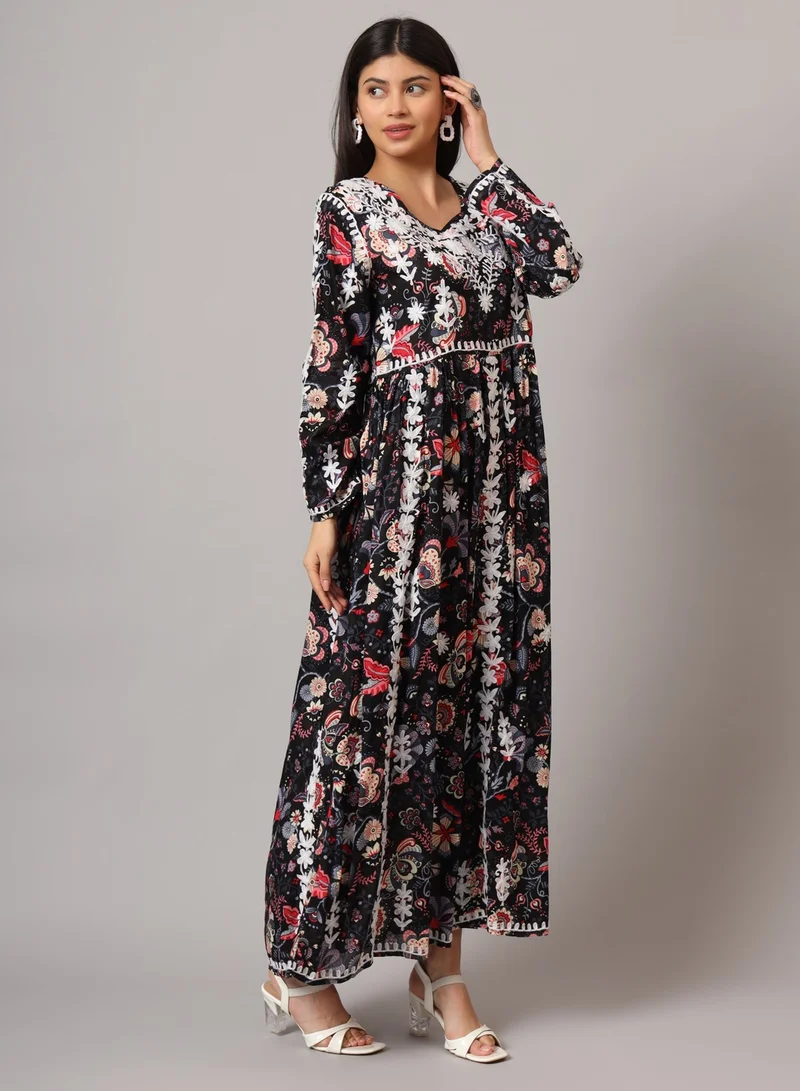 Alaya Hand Embroidered Lucknowi Chikankari  Printed Mulmul Cotton Jalabiya-AL3936