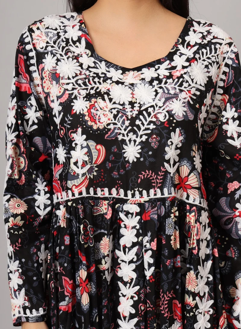 Alaya Hand Embroidered Lucknowi Chikankari  Printed Mulmul Cotton Jalabiya-AL3936