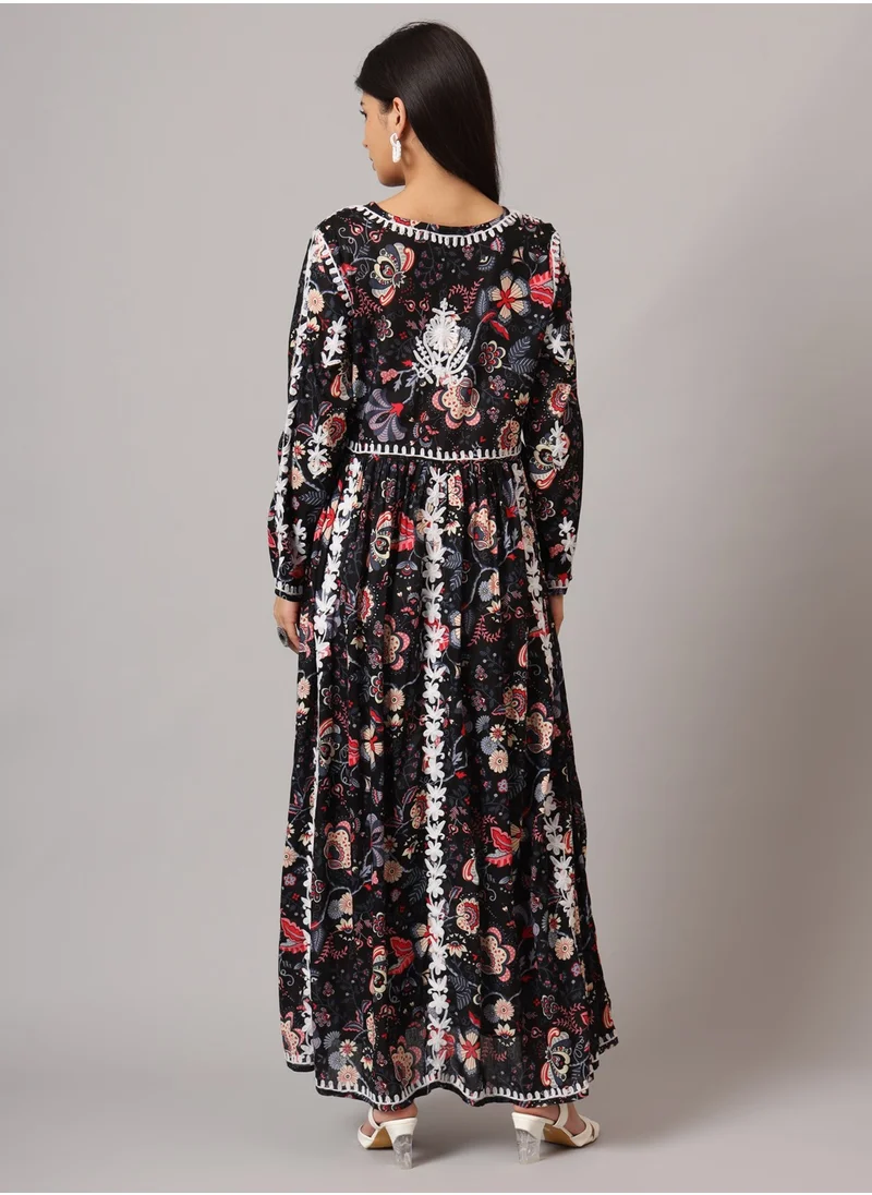 Alaya Hand Embroidered Lucknowi Chikankari  Printed Mulmul Cotton Jalabiya-AL3936