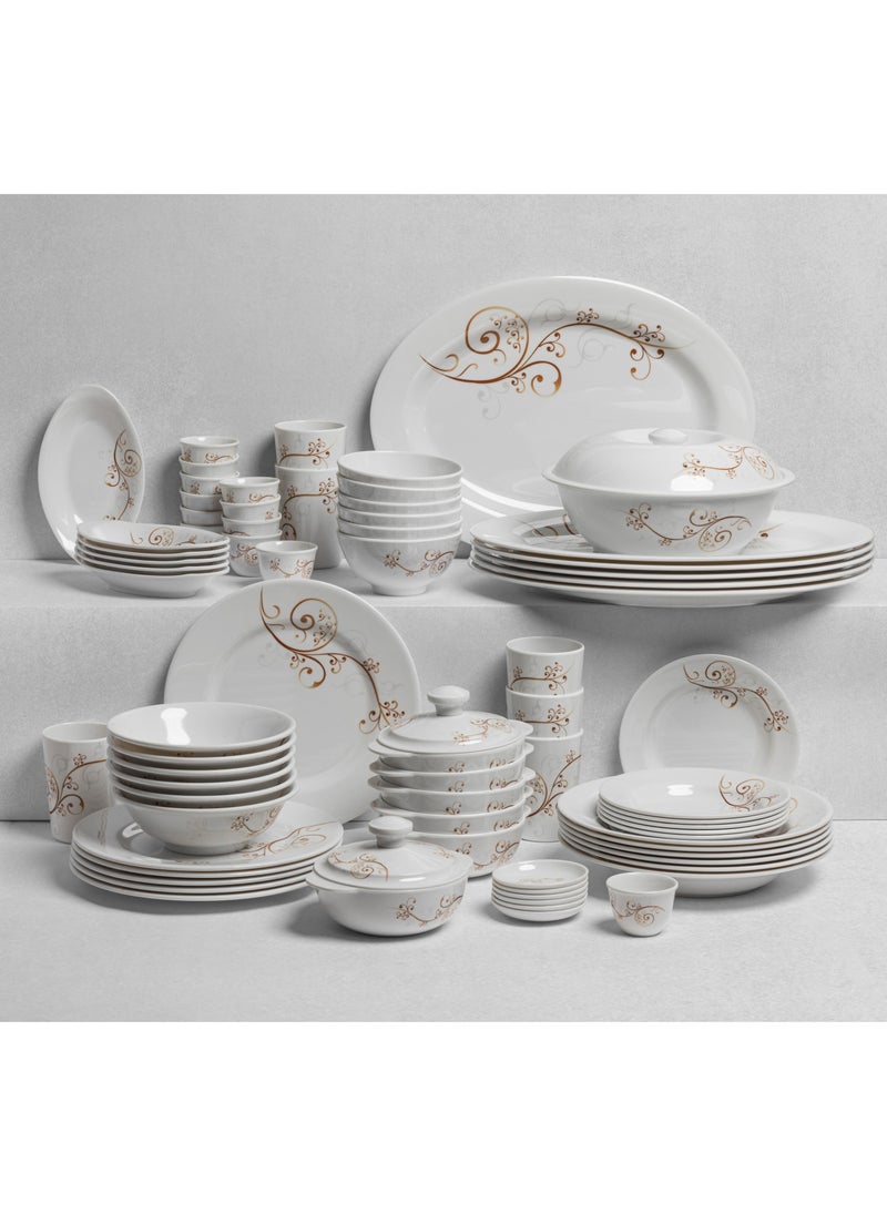 CC Bin Shihon Melamine Dinner Set 80 Pieces For 6 People White Microwave And Dishwasher Safe  - Image 1