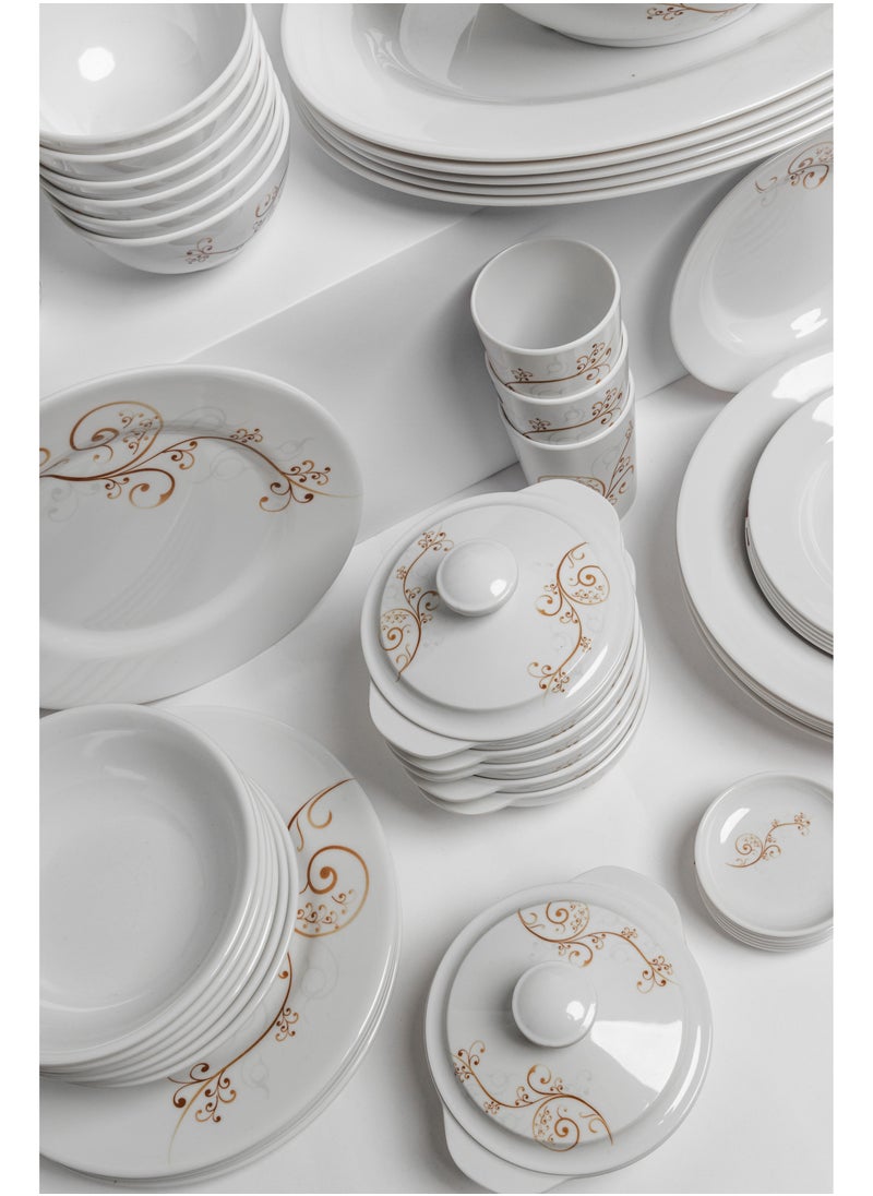 CC Bin Shihon Melamine Dinner Set 80 Pieces For 6 People White Microwave And Dishwasher Safe  - Image 2