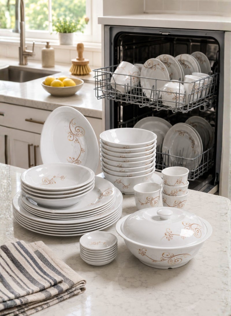 CC Bin Shihon Luxury 80-piece melamine dinner set, suitable for white color. - Image 5