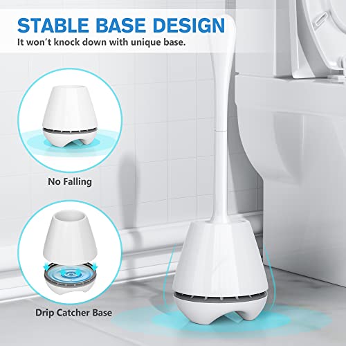 uptronic Toilet Brush and Holder 2 Pack, Toilet Brush with Ventilated Holder, Toilet Bowl Brush with Long and Large Handle for Bathroom-Toilet-Cleaning-Bristles-Comfortable - Image 5