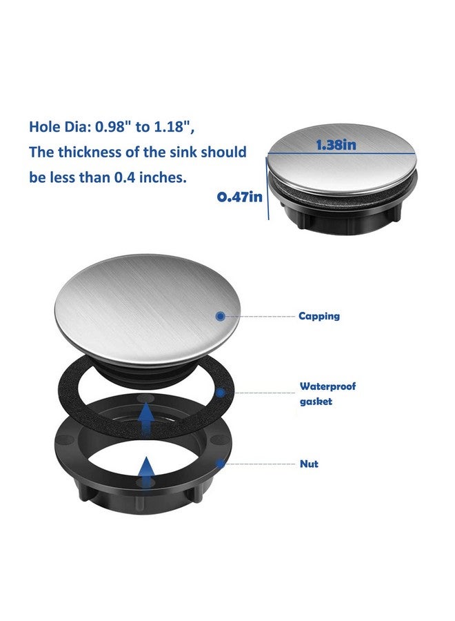 Alovexiong 4 Pcs Sink Faucet Hole Cover Kitchen Sink Plug Brushed Stainless Steel Sink Tap Hole Cover Soap Dispenser Cover for Dia 0.98 to 1.18 inch(Short) - Image 2
