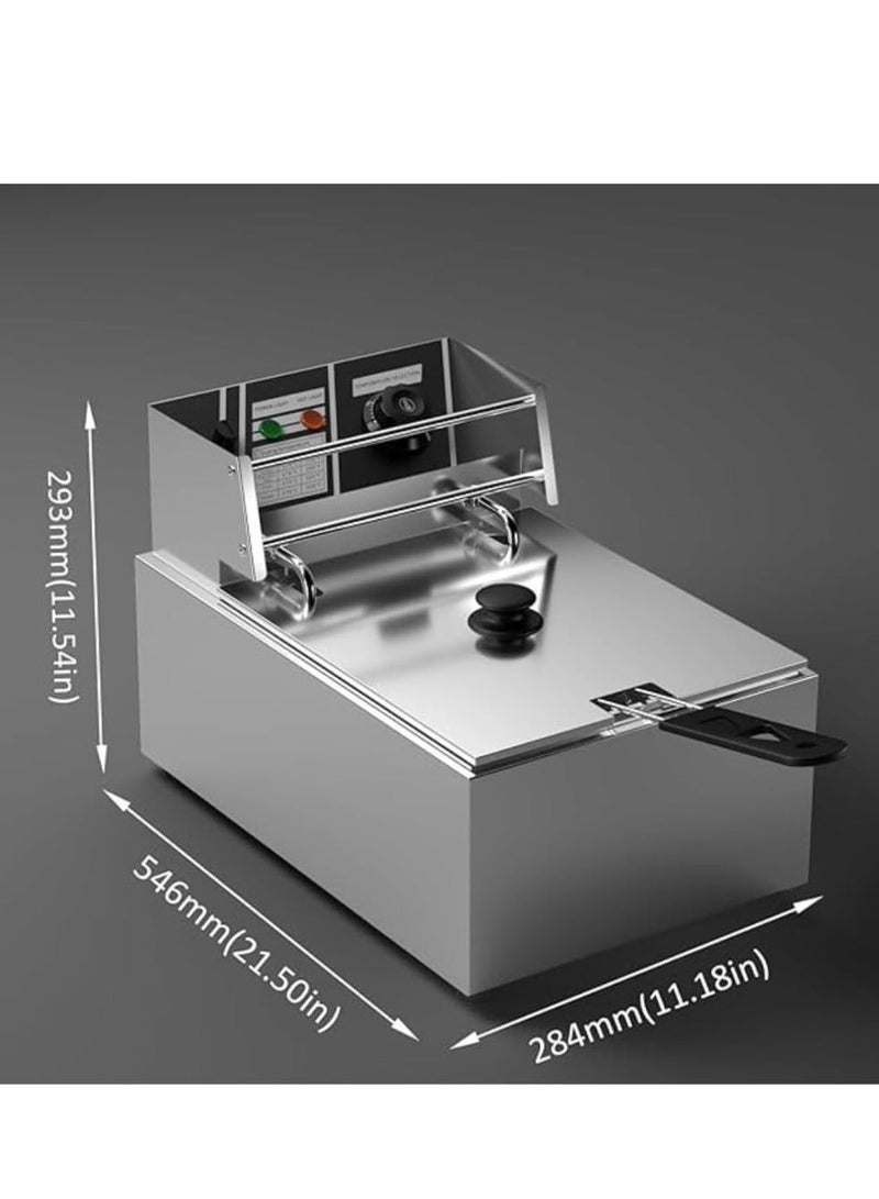دينكس مقلاة كهربائية تجارية عميقة سعة 6 لتر - مقلاة زيت من الفولاذ المقاوم للصدأ بقوة 2500 واط مع تحكم في درجة الحرارة وخزان قابل للفصل وغطاء أمان - قلي سريع للدجاج والبطاطس المقلية - درجة احترافية للمنزل والمطعم - Image 5