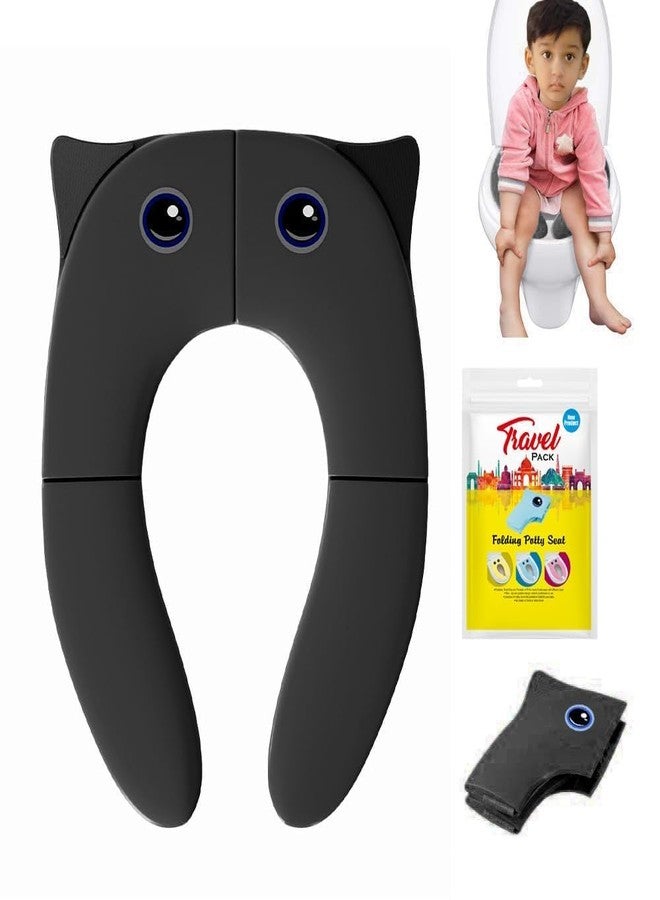 vulrian Foldable Kids Toilet Seat Cover, Portable Travel Potty Training Seat, Owl Design, (black) - Image 3