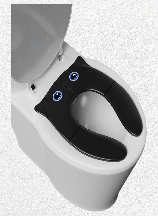 vulrian Foldable Kids Toilet Seat Cover, Portable Travel Potty Training Seat, Owl Design, (black) - Image 1
