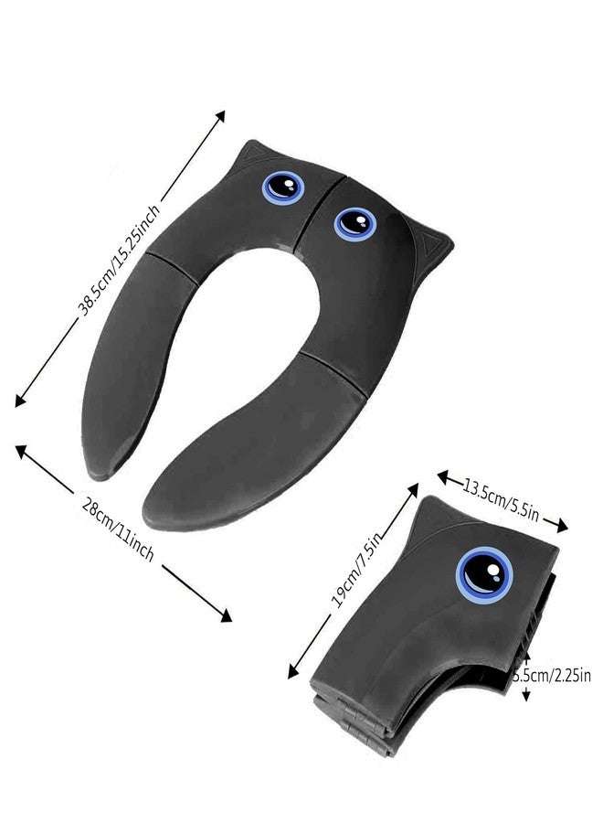 vulrian Foldable Kids Toilet Seat Cover, Portable Travel Potty Training Seat, Owl Design, (black) - Image 2
