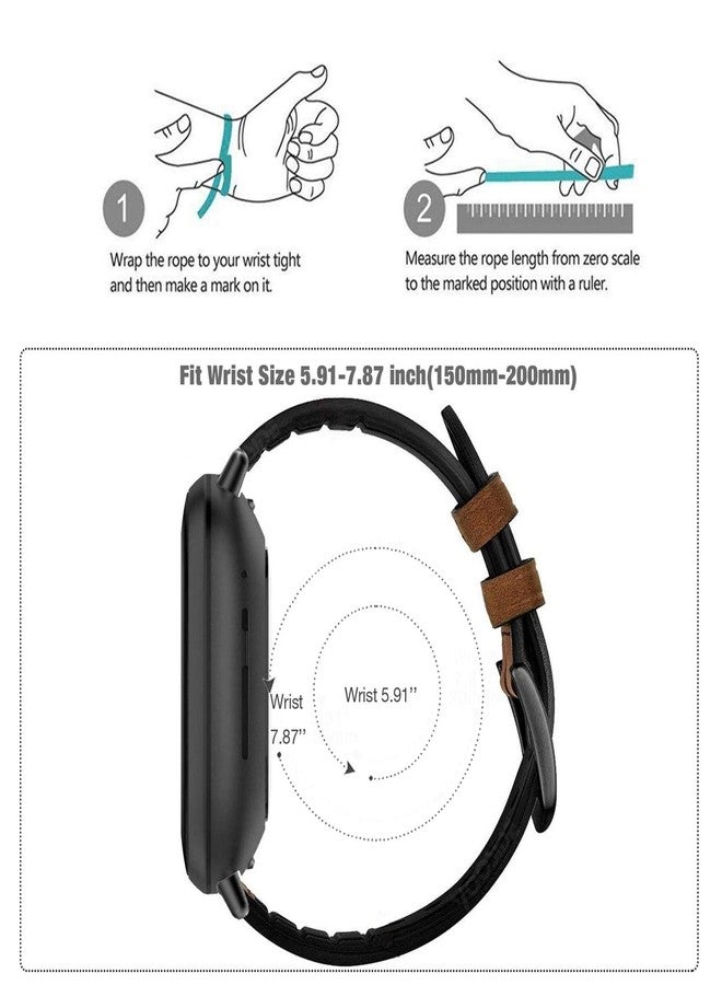 Abanen for Fitbit Versa 3/Sense Watch Bands,Genuine Leather Silicone Hybrid Men Wristband Strap with Stainless Steel Clasp for Fitbit Sense (Brown) - Image 4
