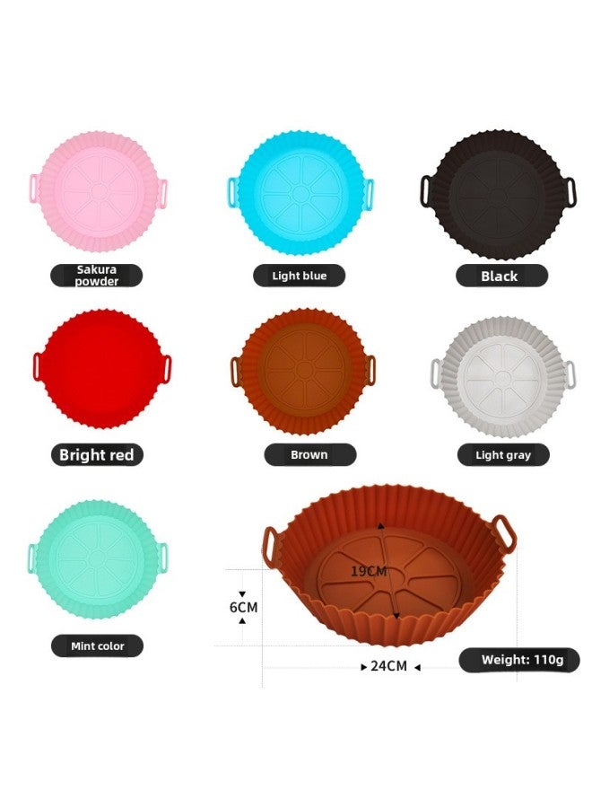 Air Fryer Silicone Pot Round 3d Tray Mat Air Fryer Baking Tray Silicone Coated Heat Resistant Easy To Clean Kitchen Tool-Specifications:Round Three-dimensional 110g Opp Pack-Color:Light Gray - Image 1