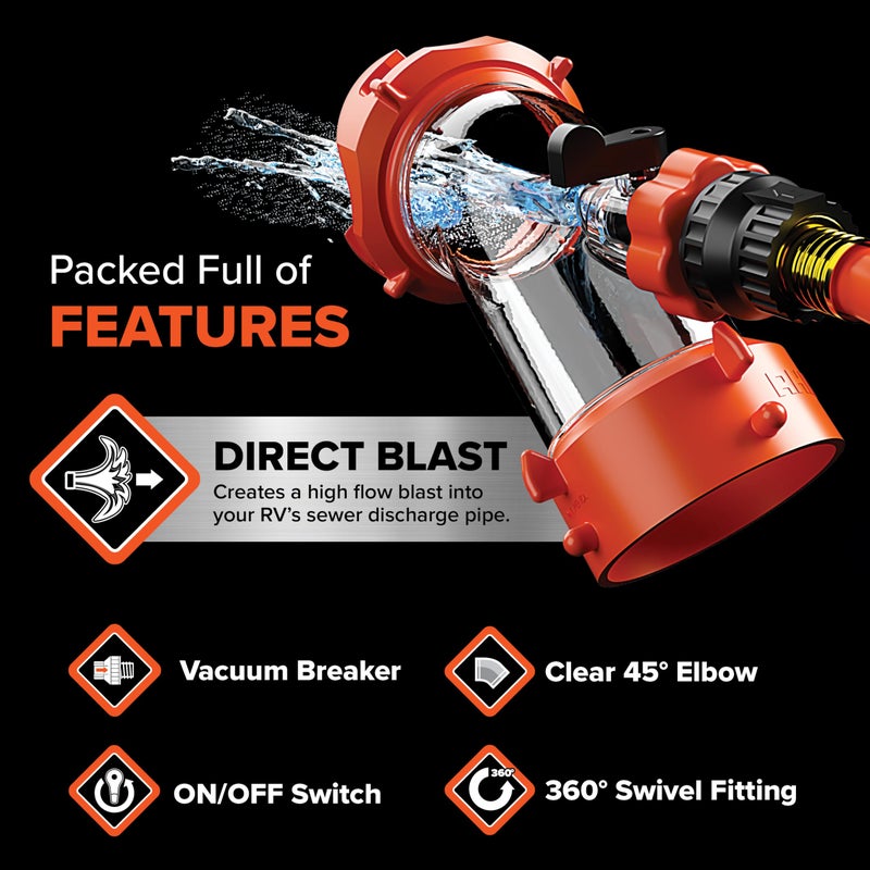 Camco Rhino Blaster RV Tank Rinser with Backflow Preventer - RV Accessories for Toilet and Waste Tank Cleaning - Essential Camper Supplies for Odor Control and Sensor Maintenance - (39080) - Image 5