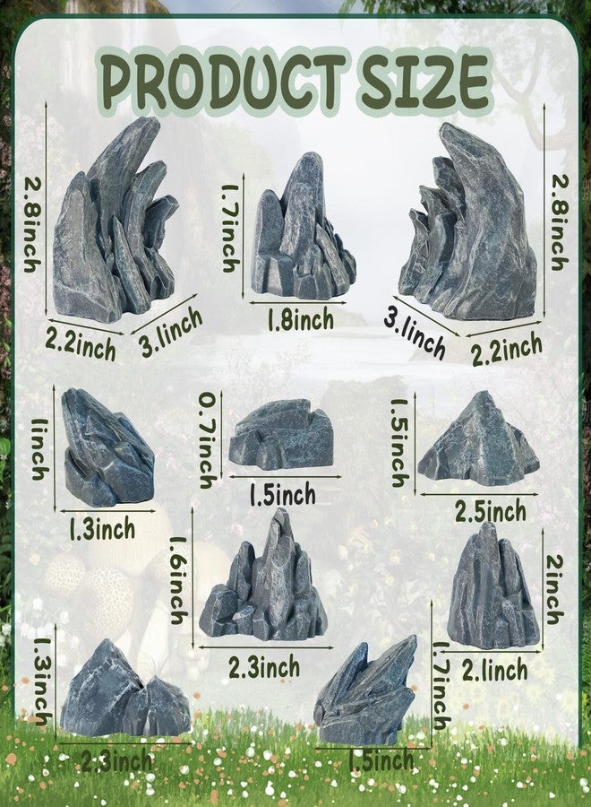 Warmtree 10 Pcs Simulation Miniature Rockery Diorama Rocks Miniature Stone for Diorama Supplies Miniature Terrain Fairy Garden Zen Garden Accessories Terrarium Decor Tank Aquarium Decoration(Grey) - Image 2