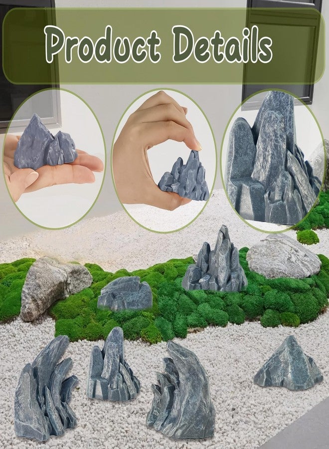 Warmtree 10 Pcs Simulation Miniature Rockery Diorama Rocks Miniature Stone for Diorama Supplies Miniature Terrain Fairy Garden Zen Garden Accessories Terrarium Decor Tank Aquarium Decoration(Grey) - Image 3