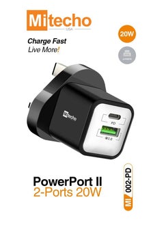 Mi techo Mi Techo Fast Charge Power Port II 2-Port 20W Fast and Safe Charging Compatible with Android and iOS and Tablets, Earbuds, Portable speaker, Tablets, Power Banks, and all USB Charging Devices  - Image 2