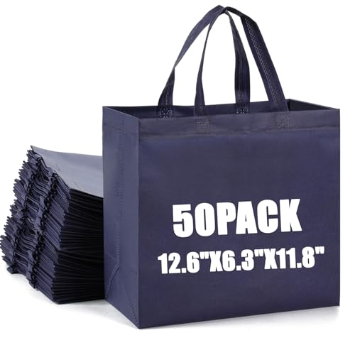 Retainbre 50Pcs Reusable Non Woven Shopping Bags Large Foldable Totes Bag with Handles Grocery Handbag Bulk for Boutiques - Image 1