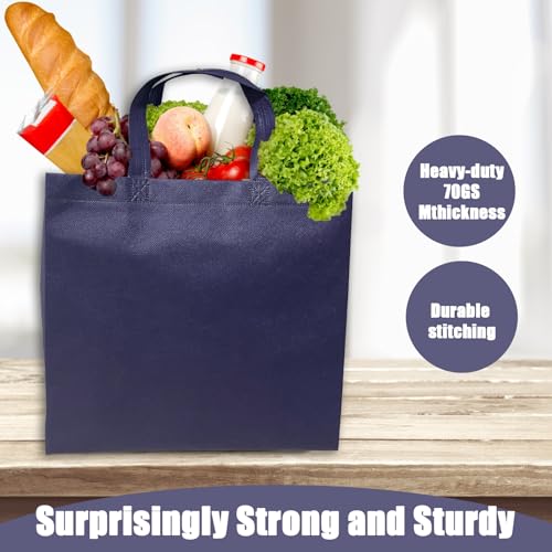 Retainbre 50Pcs Reusable Non Woven Shopping Bags Large Foldable Totes Bag with Handles Grocery Handbag Bulk for Boutiques - Image 5