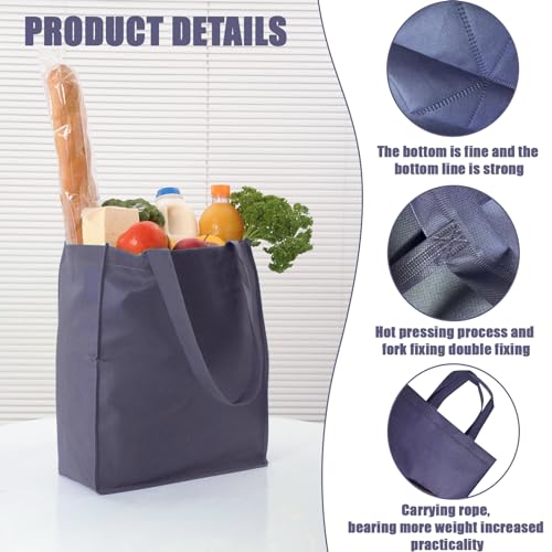 Retainbre 50Pcs Reusable Non Woven Shopping Bags Large Foldable Totes Bag with Handles Grocery Handbag Bulk for Boutiques - Image 2