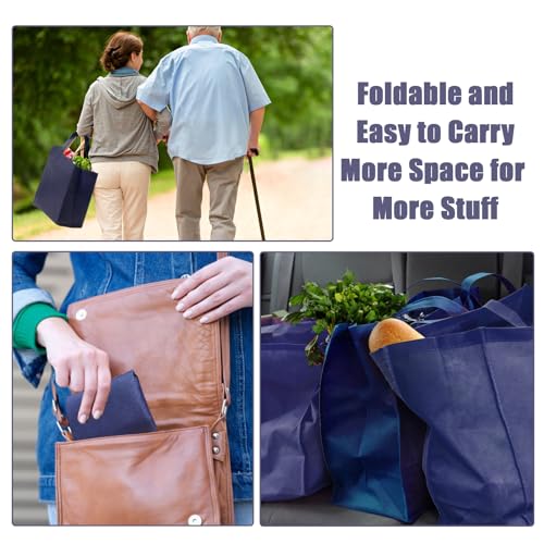 Retainbre 50Pcs Reusable Non Woven Shopping Bags Large Foldable Totes Bag with Handles Grocery Handbag Bulk for Boutiques - Image 4