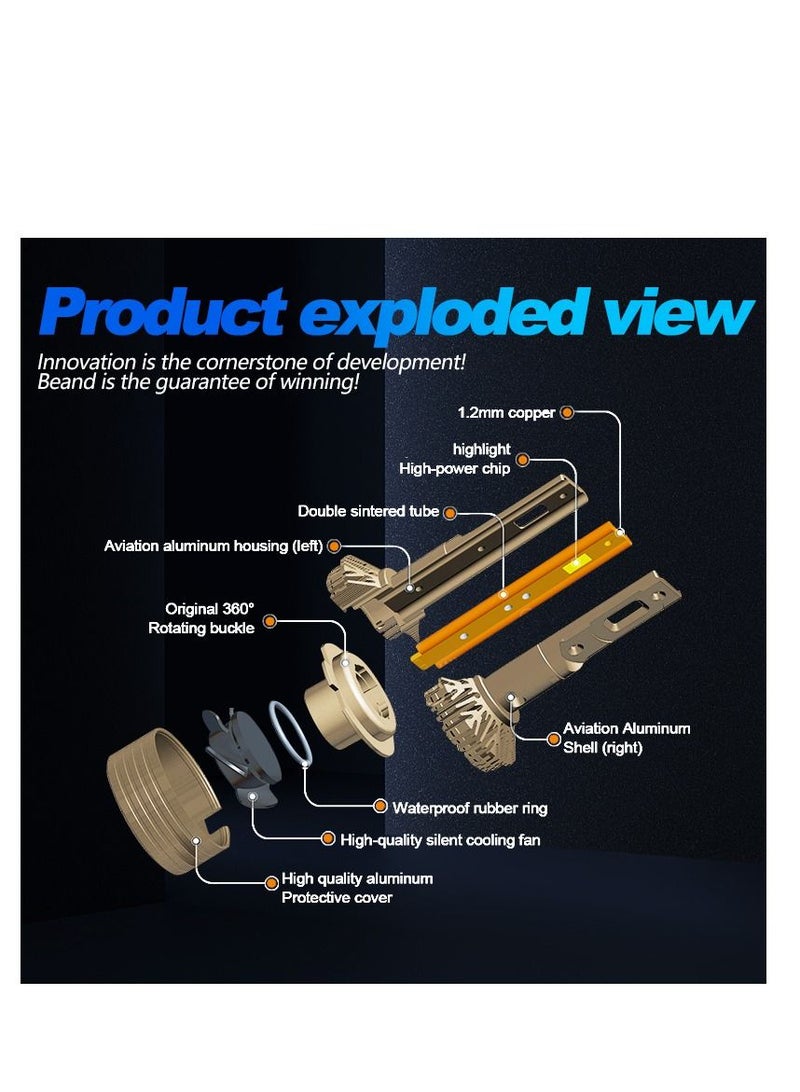 DXB-C BUS-TRUCK H1 LED Car Headlight Bulbs, 100W 10000LM 300% Extremely Bright Light, 6500K Cool White LED Bulb for Low Beam and High Beam Headlights, Plug and Play, IP68 - Pack of 2 - Image 3