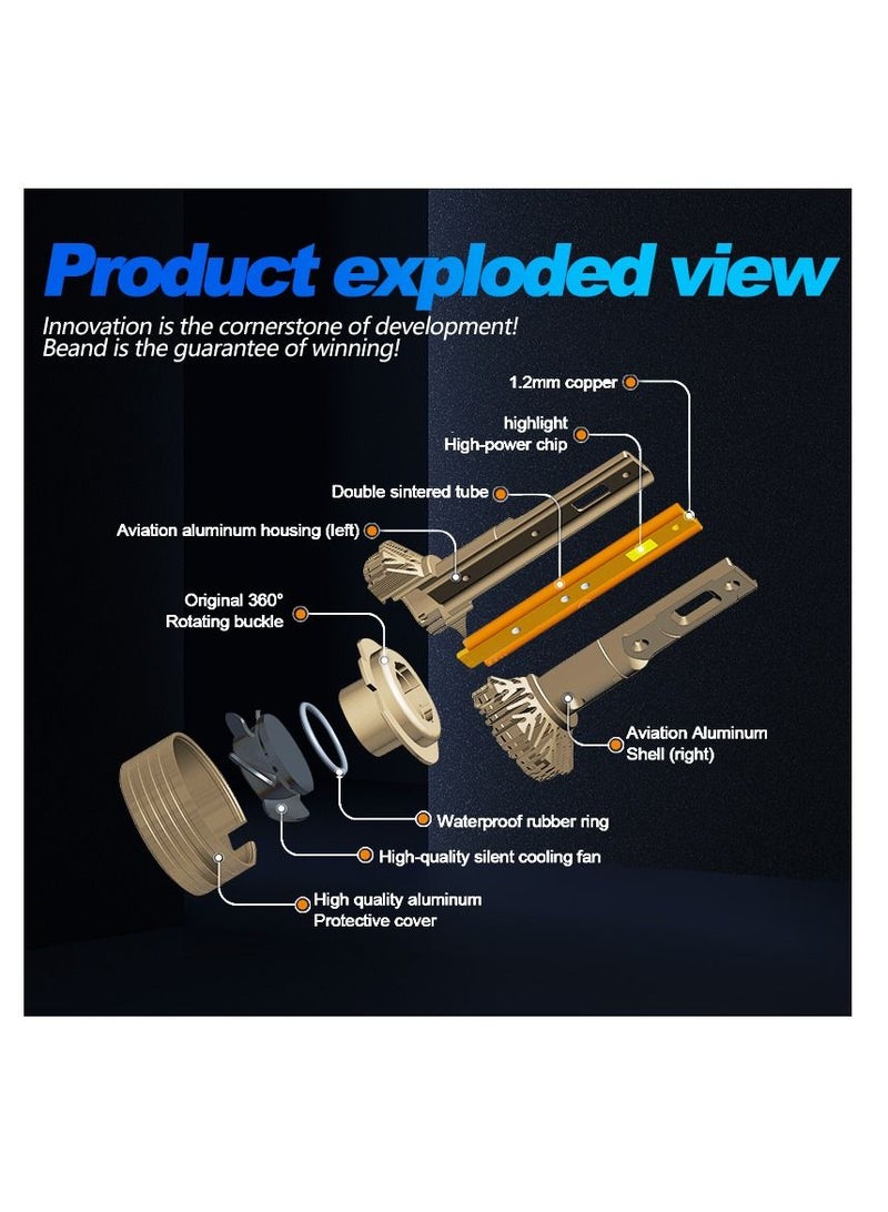 DXB-C BUS-TRUCK H1 LED Car Headlight Bulbs, 100W 10000LM 300% Extremely Bright Light, 6500K Cool White LED Bulb for Low Beam and High Beam Headlights, Plug and Play, IP68 - Pack of 2 - Image 4