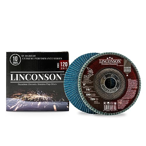 LINCONSON 10 Pack 5 Inch 120 Grit Zirconia Abrasive Grinding Wheel and Flap Sanding Disc for Metal & Stainless Steel 7/8" Arbor T29 Conical (SF 50120ZA9)-Extreme Performance Series - Image 1
