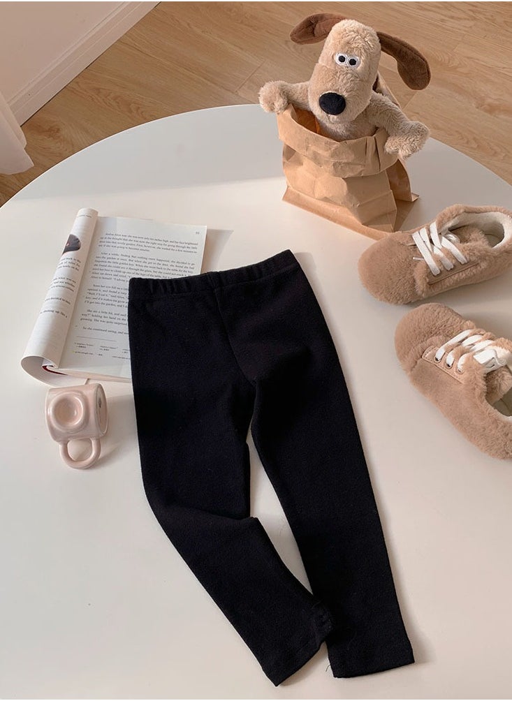 Loquat - Kids Solid Color Thermal Underwear Pants Cotton Soft Long Johns Base Layer Bottom Children's Pajama Pants Black - Image 1