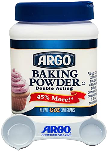 Argo Double Acting Baking Powder, 12 Ounce Resealable Plastic Container with Argo Measuring Spoon - Image 1