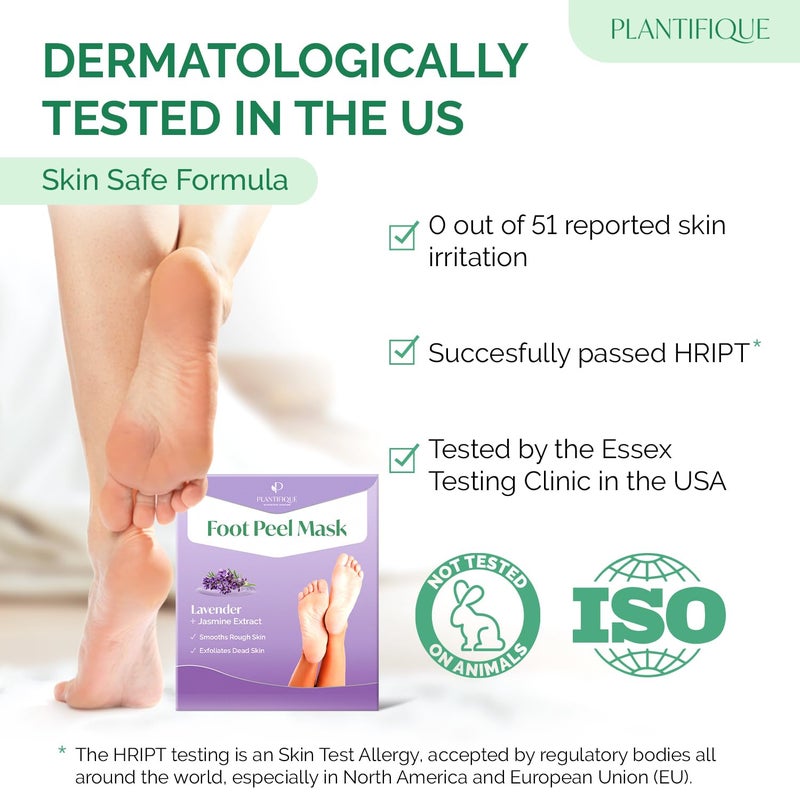 PLANTIFIQUE Foot Peeling Mask 2 Pack | Dermatologically Tested Repairs Heels & Removes Dry Dead Skin for Baby Soft Feet | Exfoliating Foot Peel Mask for Dry Cracked Feet | Lavender - Image 4