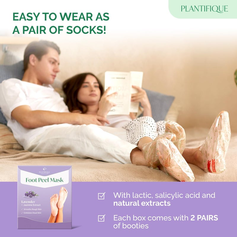 PLANTIFIQUE Foot Peeling Mask 2 Pack | Dermatologically Tested Repairs Heels & Removes Dry Dead Skin for Baby Soft Feet | Exfoliating Foot Peel Mask for Dry Cracked Feet | Lavender - Image 5