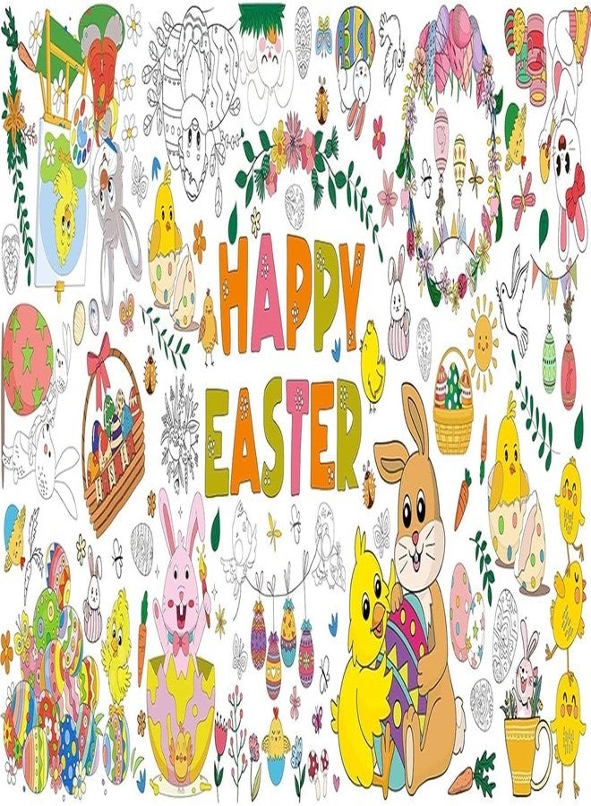 AinDen Easter Coloring Tablecloth for Kids, Giant 72 x 30 Inch Coloring Poster, Easter Party Decorations Table Cloth for Crafts Activities, Classroom & Home & Office (Multicolor-Easter) - Image 1