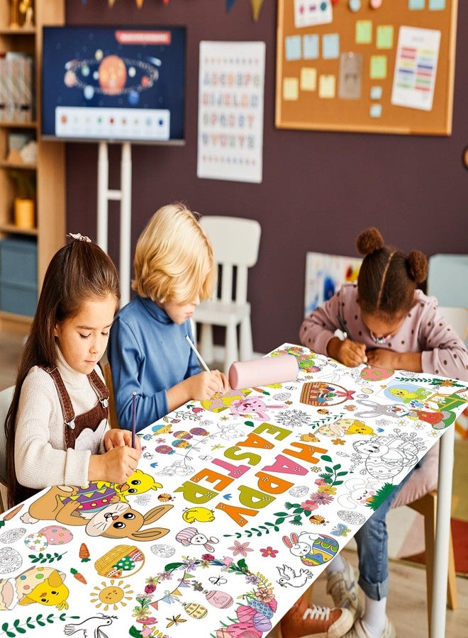 AinDen Easter Coloring Tablecloth for Kids, Giant 72 x 30 Inch Coloring Poster, Easter Party Decorations Table Cloth for Crafts Activities, Classroom & Home & Office (Multicolor-Easter) - Image 3
