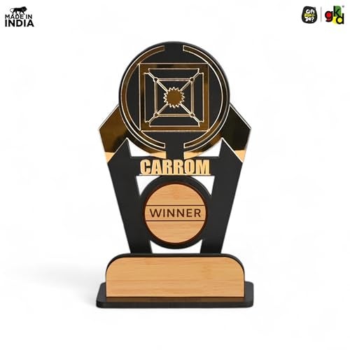 Gift Kya De GKD Wooden & Acrylic Sports Winner Trophy - Carom - Ideal for Awards & Celebrations - Image 4