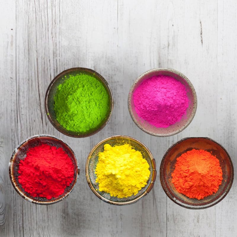 Ikka Organic Holi Colours l Herbal Color l GreenPinkRedYellowOrange l Pack of 5 1kg Each Best Holi Colour l Homemade Safe Colors l Holi Gift Pack Abir for Holi Items Eco Friendly Natural - Image 1