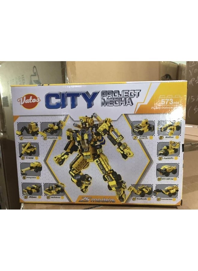 VATOS - VATOS STEM Building Toys, 573 PCS Robot STEM Toys for 6 Year Old Boys 25-in-1 Engineering Building Bricks Construction Vehicles Kit Building Blocks Best Gifts for Kids Aged 6 7 8 9 10 11 12 Yr Old - Image 1