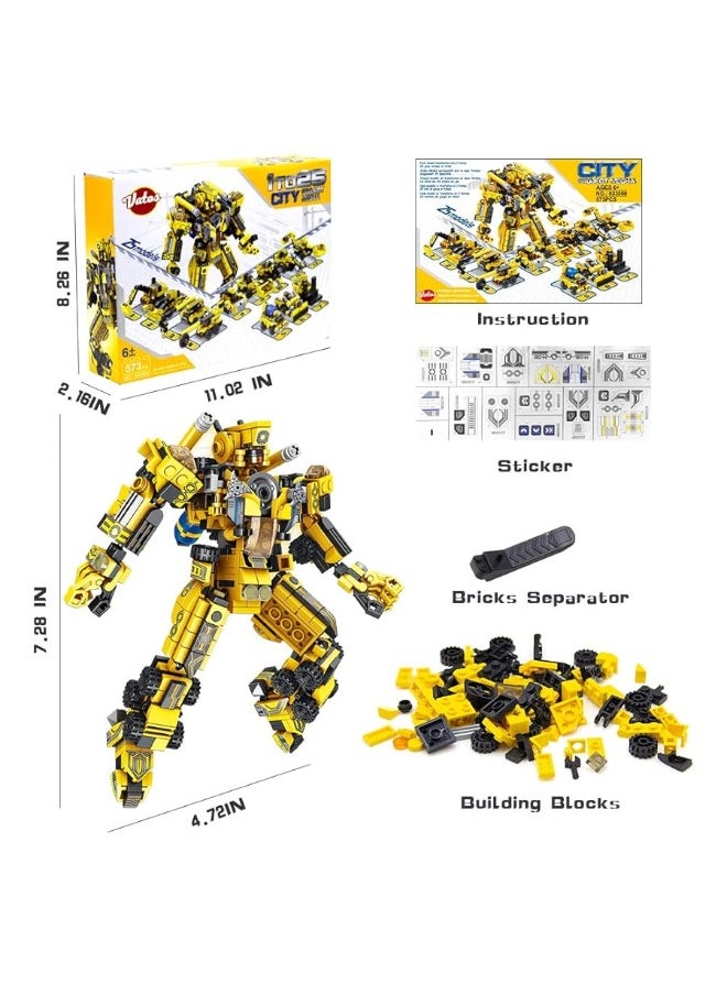 VATOS - VATOS STEM Building Toys, 573 PCS Robot STEM Toys for 6 Year Old Boys 25-in-1 Engineering Building Bricks Construction Vehicles Kit Building Blocks Best Gifts for Kids Aged 6 7 8 9 10 11 12 Yr Old - Image 1