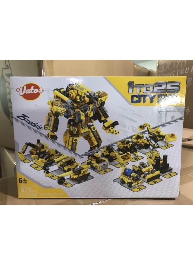 VATOS - VATOS STEM Building Toys, 573 PCS Robot STEM Toys for 6 Year Old Boys 25-in-1 Engineering Building Bricks Construction Vehicles Kit Building Blocks Best Gifts for Kids Aged 6 7 8 9 10 11 12 Yr Old - Image 1