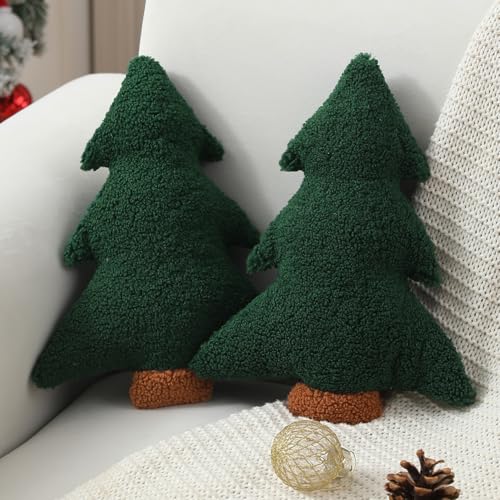 Allorry Christmas Pillows,Christmas Tree Pillow Set of 2 Cute Xmas Tree Shaped Plush Pillow Stuffed Christmas Decor for Party Home Sofa Cushion Bed Decorations(12.2 Inch) WL-006B - Image 1